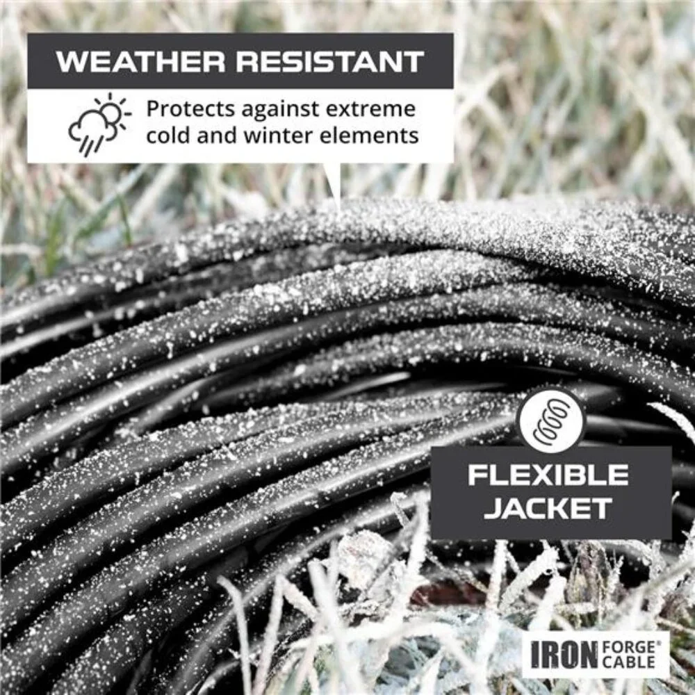 2 Pack Outdoor Extension Cord 10 ft, 16/3 SJTW Heavy Duty Black Extension Cord